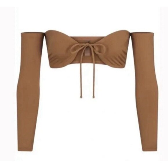 SKIMS Recycled Swim Long Sleeve Bikini Top Almond Women's SIZE 3X NWT - Picture 1 of 9